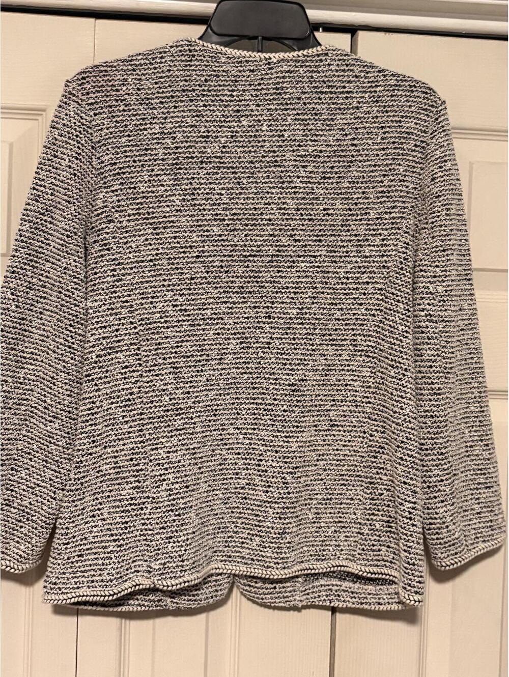 Max Studio Black & White Tweed Knit Blazer Jacket Quiet Luxury Office Chic - Picture 5 of 5